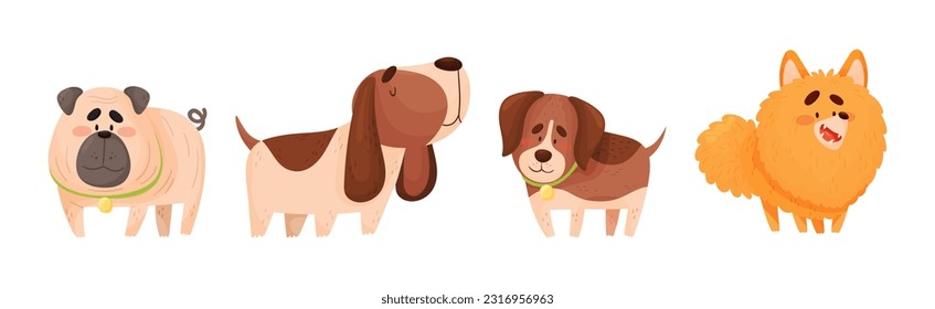 Cute Dog Puppy with Collar as Domestic Pet Vector Set - Shutterstock ID 2316956963