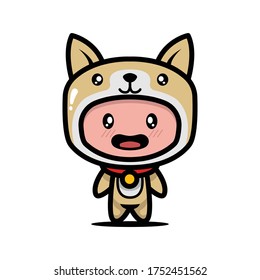 Cute dog puppy costume animal design illustration template vector