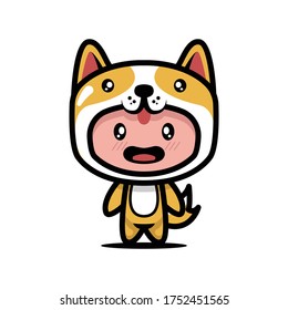 Cute dog puppy costume animal design illustration template vector