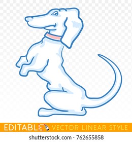 Cute dog. Puppy dachshund. Editable sketch in blue ink style. Hand drawn doodle vector illustration.