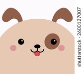 Cute dog puppy. Funny square head face. Kawaii cartoon character. Happy Valentines Day. Baby greeting card template. Notebook cover, tshirt sticker print. White background. Flat design. Vector