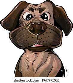 Cute dog puppy graphic in vector illustration. Bulldog brown color cartoon  vector. 