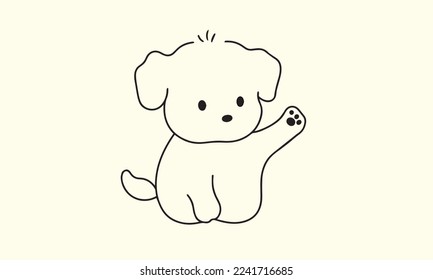 Cute dog puppy line art vector illustration. puppy line art illustration.