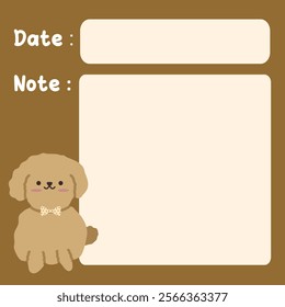 Cute dog puppy memo template illustration. Suitable for for to do list, check list, memo, sticky note, planner, write, diary, book,stationary, notepad for task planning and study