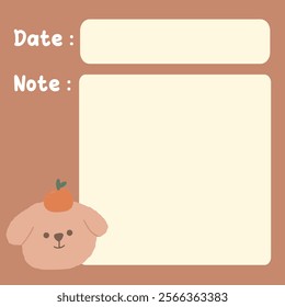 Cute dog puppy memo template illustration. Suitable for for to do list, check list, memo, sticky note, planner, write, diary, book,stationary, notepad for task planning and study