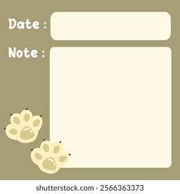 Cute dog puppy paw animal footprints memo template illustration. Suitable for for to do list, check list, memo, sticky note, planner, write, diary, book,stationary, notepad for task planning and study