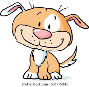 cute dog puppy sitting - vector cartoon illustration