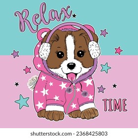 cute dog relaz sleepwear graphic tees for girl design