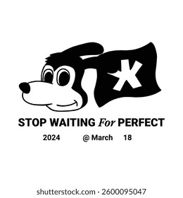 Cute dog retro cartoon character illustration
