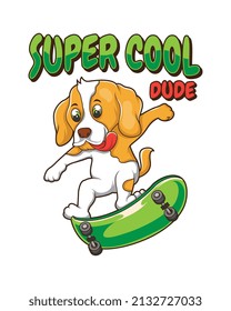 cute dog riding a skateboard. For t-shirts, stickers and other similar products.