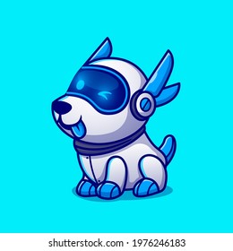 Cute Dog Robot Cartoon Vector Icon Illustration. Animal Technology Icon Concept Isolated Premium Vector. Flat Cartoon Style