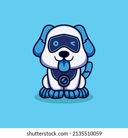 cute dog robot Illustration Icon Vector Cartoon. Premium Isolated Vector Animal Icon Concept. Flat Cartoon Style