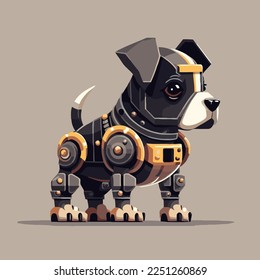 cute dog robot machine character logo mascot flat vector design template