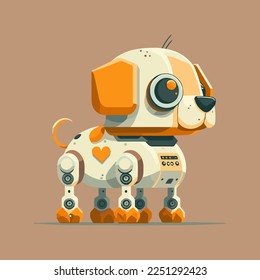 cute dog robot machine character logo mascot flat vector design template