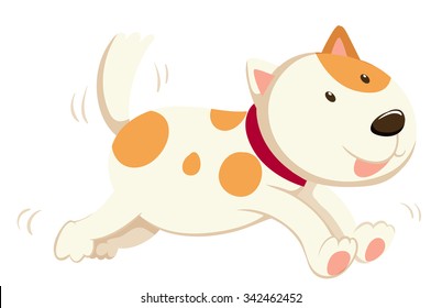 Cute dog running alone illustration