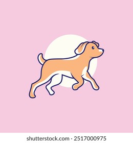 Lindo perro corriendo de dibujos animados icono de Vector ilustración animal naturaleza icono aislado Vector plano