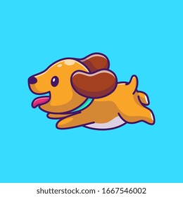 Cute Dog Running Vector Icon Illustration. Puppy Dog Mascot Cartoon Character. Animal Icon Concept White Isolated. Flat Cartoon Style Suitable for Web Landing Page, Banner, Flyer, Sticker, Card