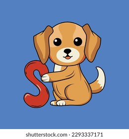 Cute dog with S Letter Vector Illustration