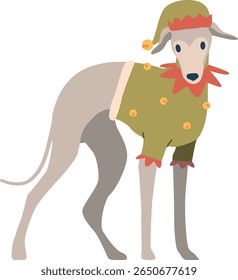 Cute dog santa helper vector illustration