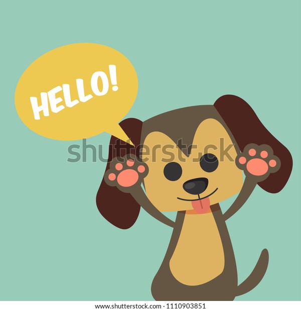 Cute Dog Say Hello Stock Vector (Royalty Free) 1110903851 Shutterstock