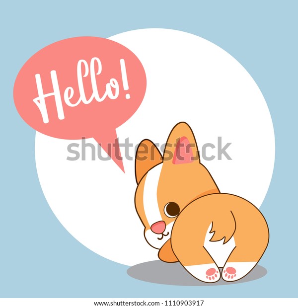 Cute Dog Say Hello Stock Vector (Royalty Free) 1110903917