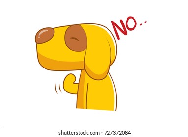 Cute Dog saying No. Vector Illustration. Isolated on white background.