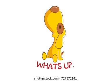 Cute Dog saying whats Up. Vector Illustration. Isolated on white background.