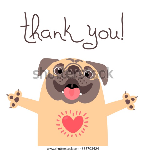 可愛い犬がありがとうと言う 感謝の気持ちで胸を張ったパグ ベクターイラスト のベクター画像素材 ロイヤリティフリー