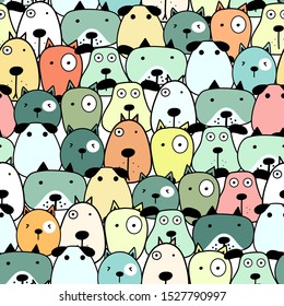 Cute dog seamless pattern background. Vector illustration.