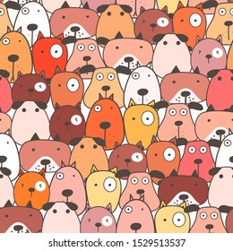 Cute dog seamless pattern background. Vector illustration.