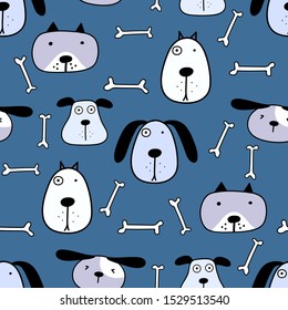 Cute dog seamless pattern background. Vector illustration.