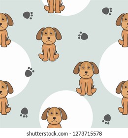 Cute dog seamless pattern with blue color 