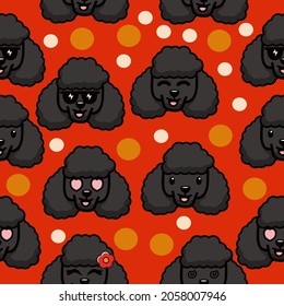 Cute Dog Seamless Pattern, Cartoon Vector Illustration, Isolated Background
