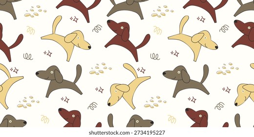 Patrón inconsútil lindo del perro con la ilustración juguetona del ornamento