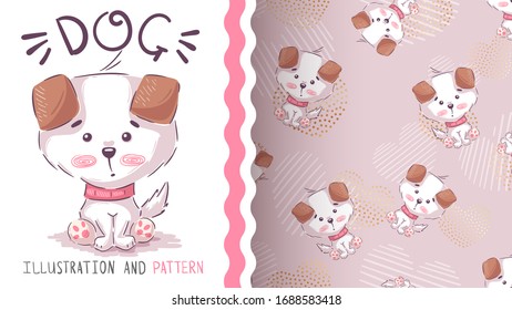 Cute dog seat - seamless pattern