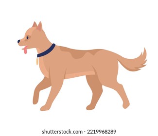 Cute dog semi flat color vector character. Editable figure. Full sized animal on white. Domestic animal with collar simple cartoon style illustration for web graphic design and animation