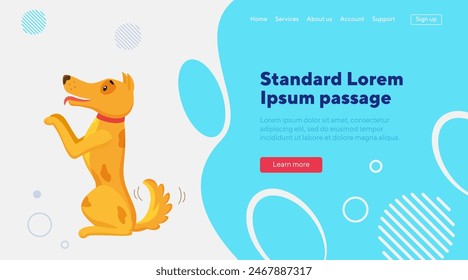 Cute dog serving. Animal cartoon character. Flat vector illustration. Animal, pet concpet for banner, website design, landing page