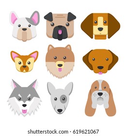 Cute dog set. Vector illustration 