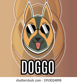 cute dog with shades character illustration vector logo for gaming and other branding format
