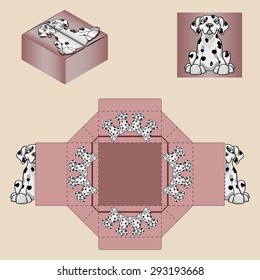 Cute Dog Shaped Box design, die-stamping, folding, ready no glue. 