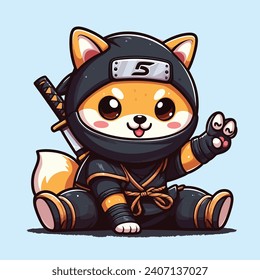 Cute Dog Shiba Inu Ninja Peace
