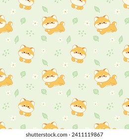 Cute dog shiba inu seamless pattern kawaii wallpaper