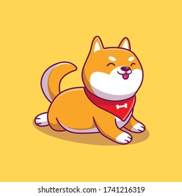 Cute Hund Shiba Inu Vector Icon Illustration. Tierbildkonzept isolierter Premium Vector. Flat Cartoon Style 