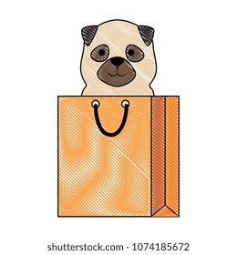 cute dog in shopping bag character