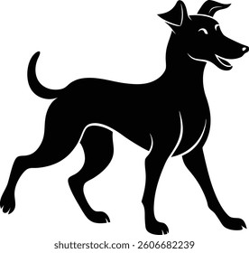 a cute dog shown in a playful pose and silhouette victor