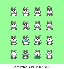 cute dog Siberian Husky emoticon expression