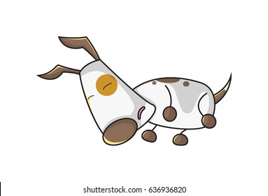 Cute Dog Sick. vector illustration. Isolated on white background.