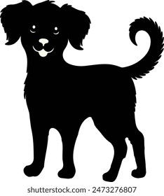 Cute dog silhouette adorable puppy printable pup vector illustration