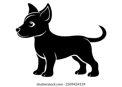 A cute dog silhouette art vector art on white background