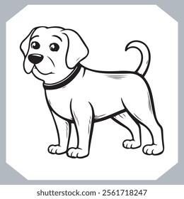 Cute Dog Silhouette Collection Black Sketch Vector Art on White